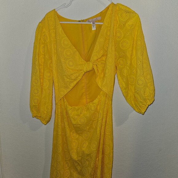 Hutch Anthropologie Yellow Cutout Maxi Dress Size 12 - Picture 4 of 8